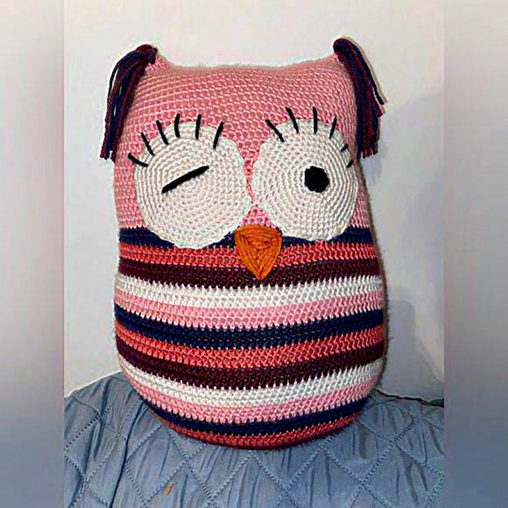 3/55$ Kids Home Decor pink red purple and white Owl knitted cushion